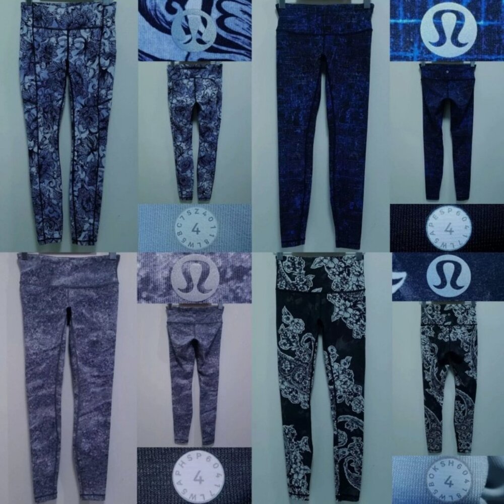 4 Lululemon Luxtreme City Lights Speed Up Tight Painted Paisley Size 4 XS Bundle